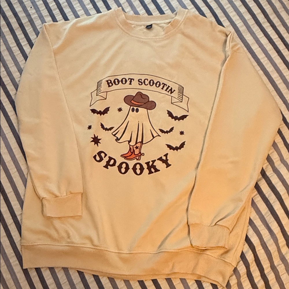 Boot Scootin' Spooky Graphic Crewneck Sweater - Cream